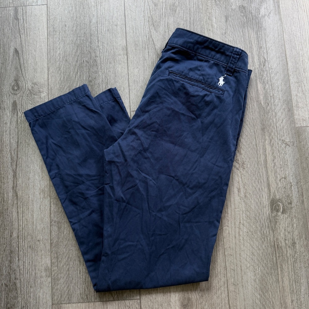 Polo Ralph Lauren Womens 4 Navy Chino Pants Straight Leg Cotton Preppy Pony Logo